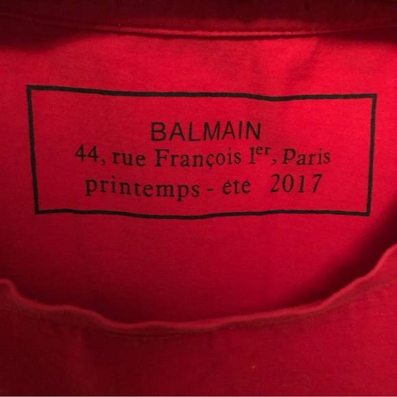 BALMAIN PARIS T-shirt Red Size Small? Wool And Silk! - Picture 2 of 8